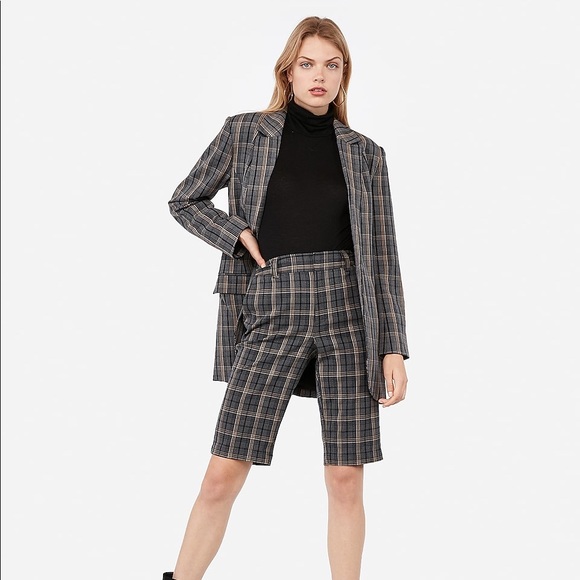 Express x Negin Mirsalehi HighWaisted Plaid Shorts - Picture 1 of 7